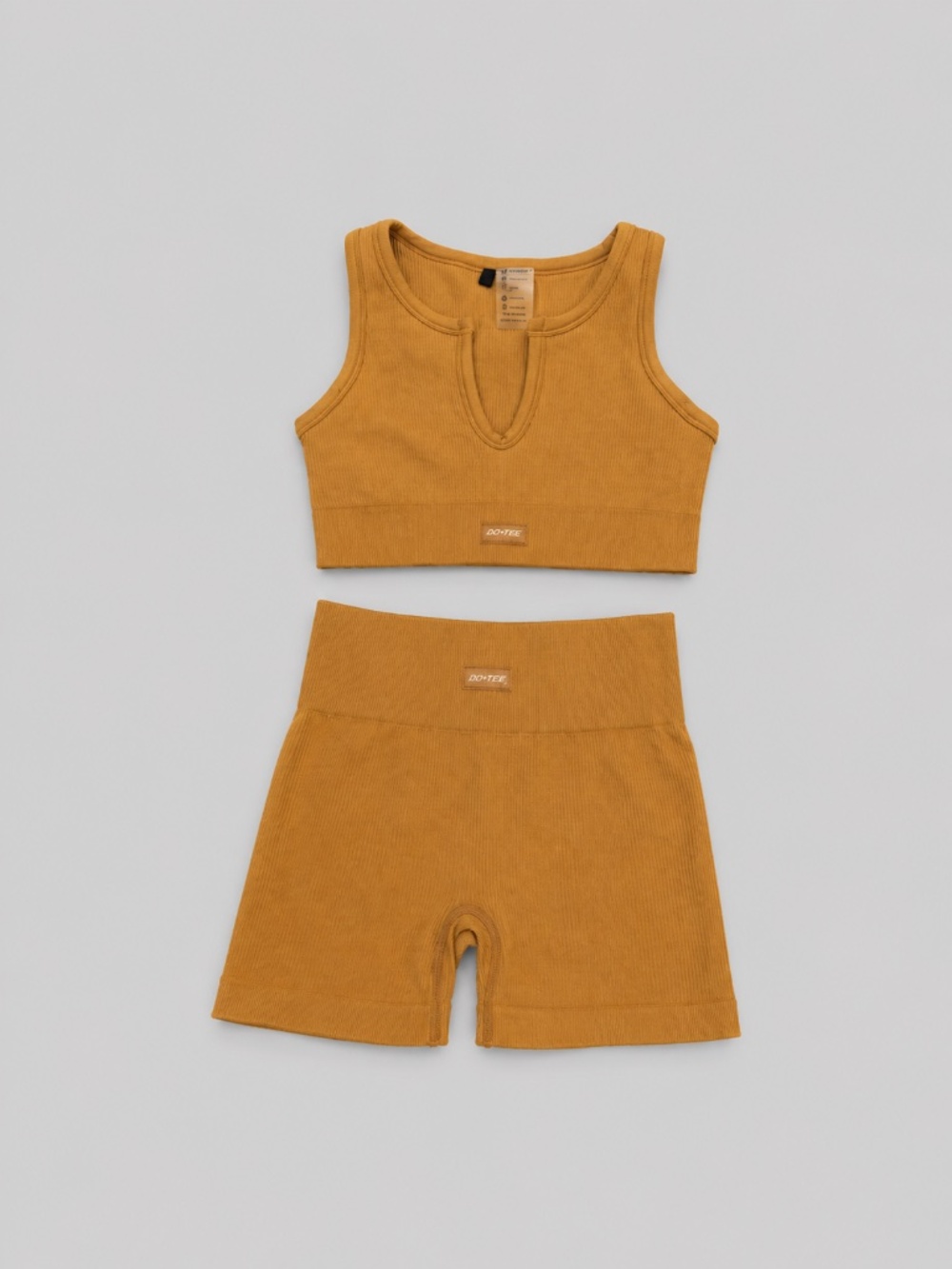 Bo+Tee Seamless Ribbed Activewear Set – Mustard – Size S